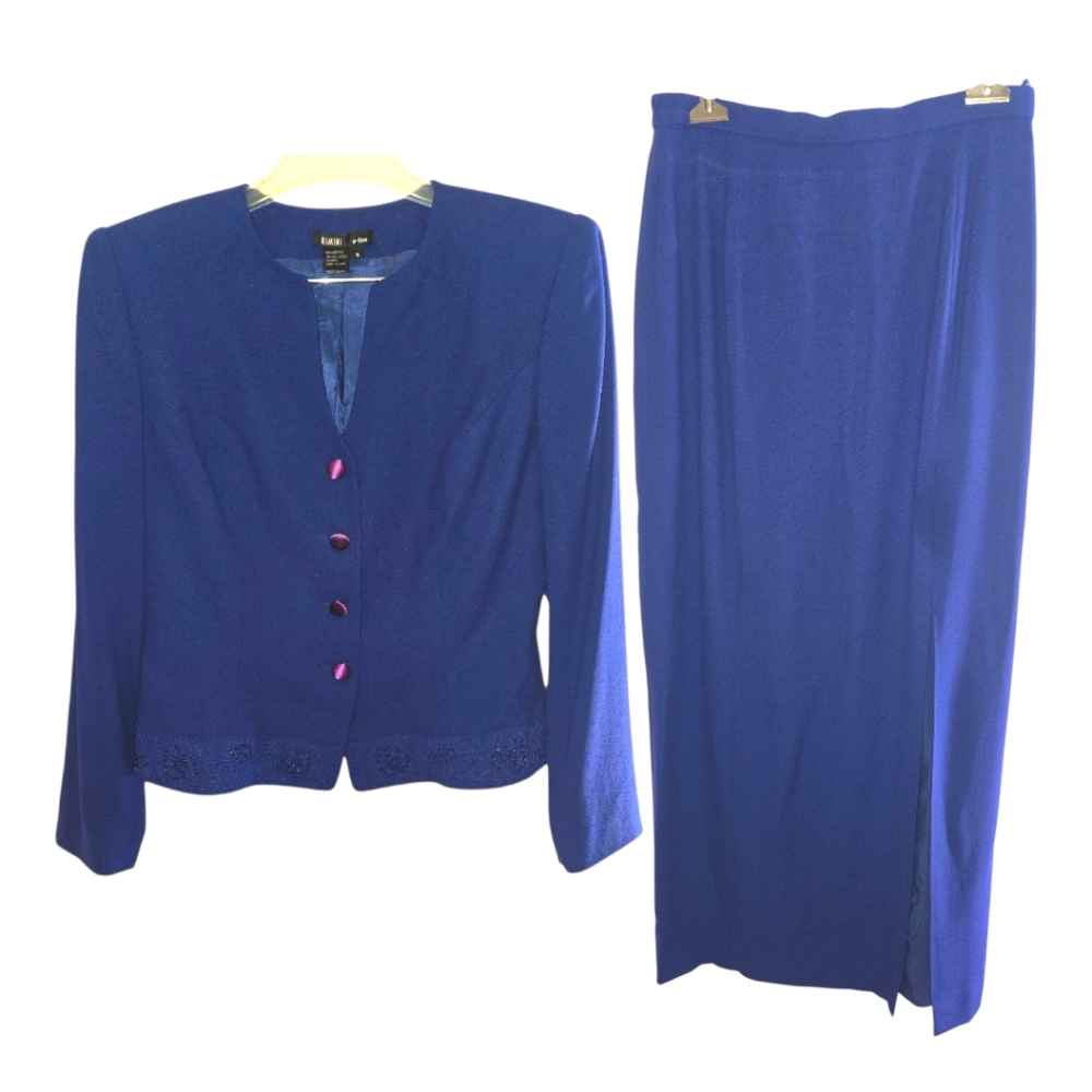 Vintage Rimini Purple Midi 2 Pc Skirt with Blazer SZ 8